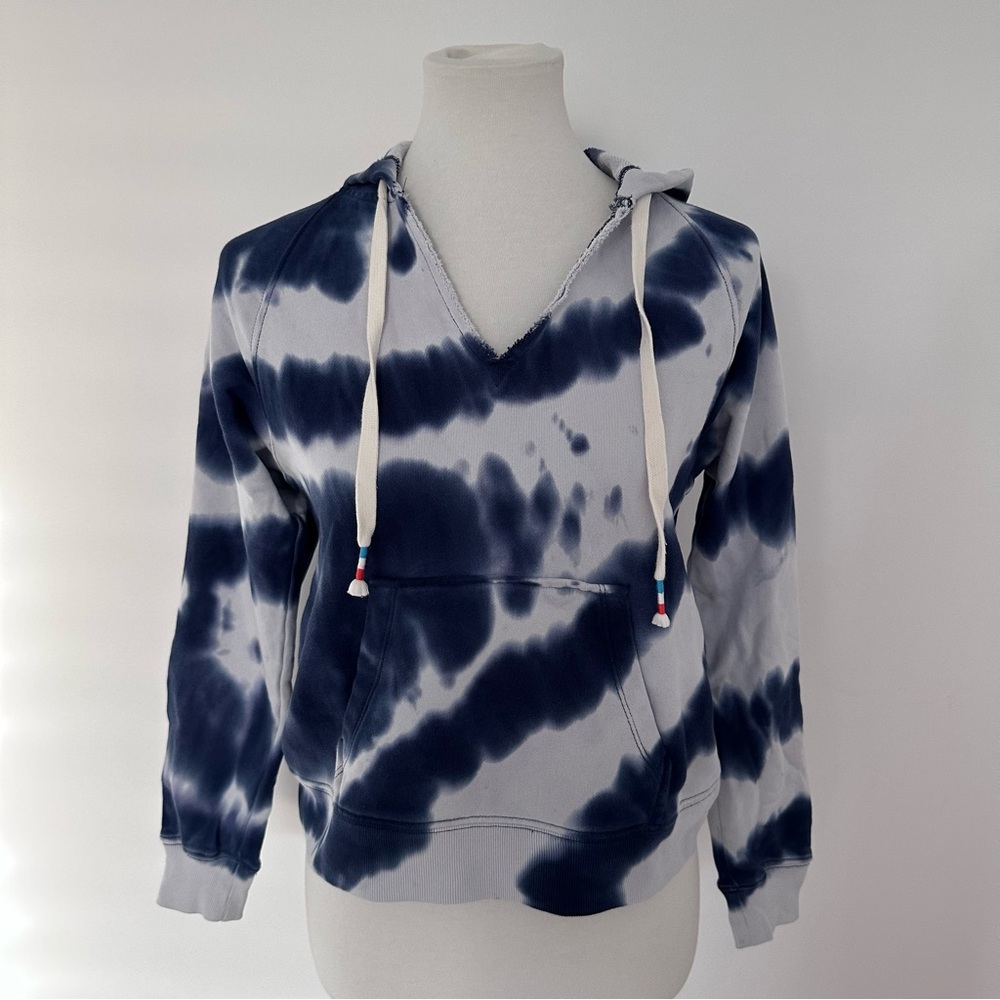J. Crew Navy and Gray Long Sleeve Cropped Pullover Hoodie Size X-Small